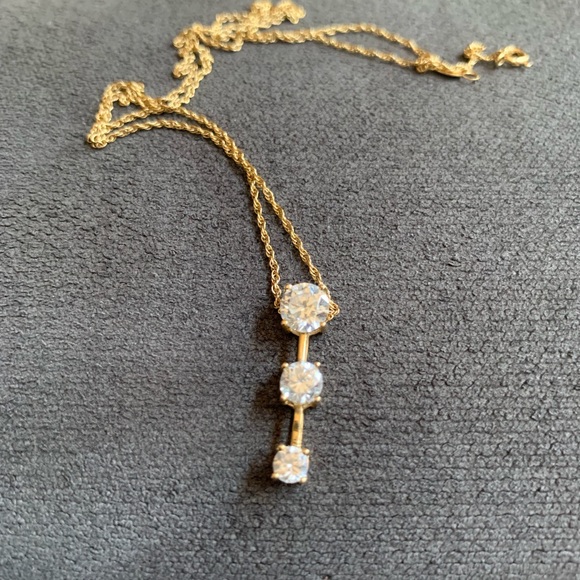 Jewelry - Solid stamped 14k necklace with CZ pendant
